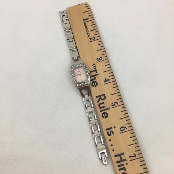 Vintage Fossil Mother of Pearl CZ Rhinestones Stainless Strap Watch - Picture 5 of 9